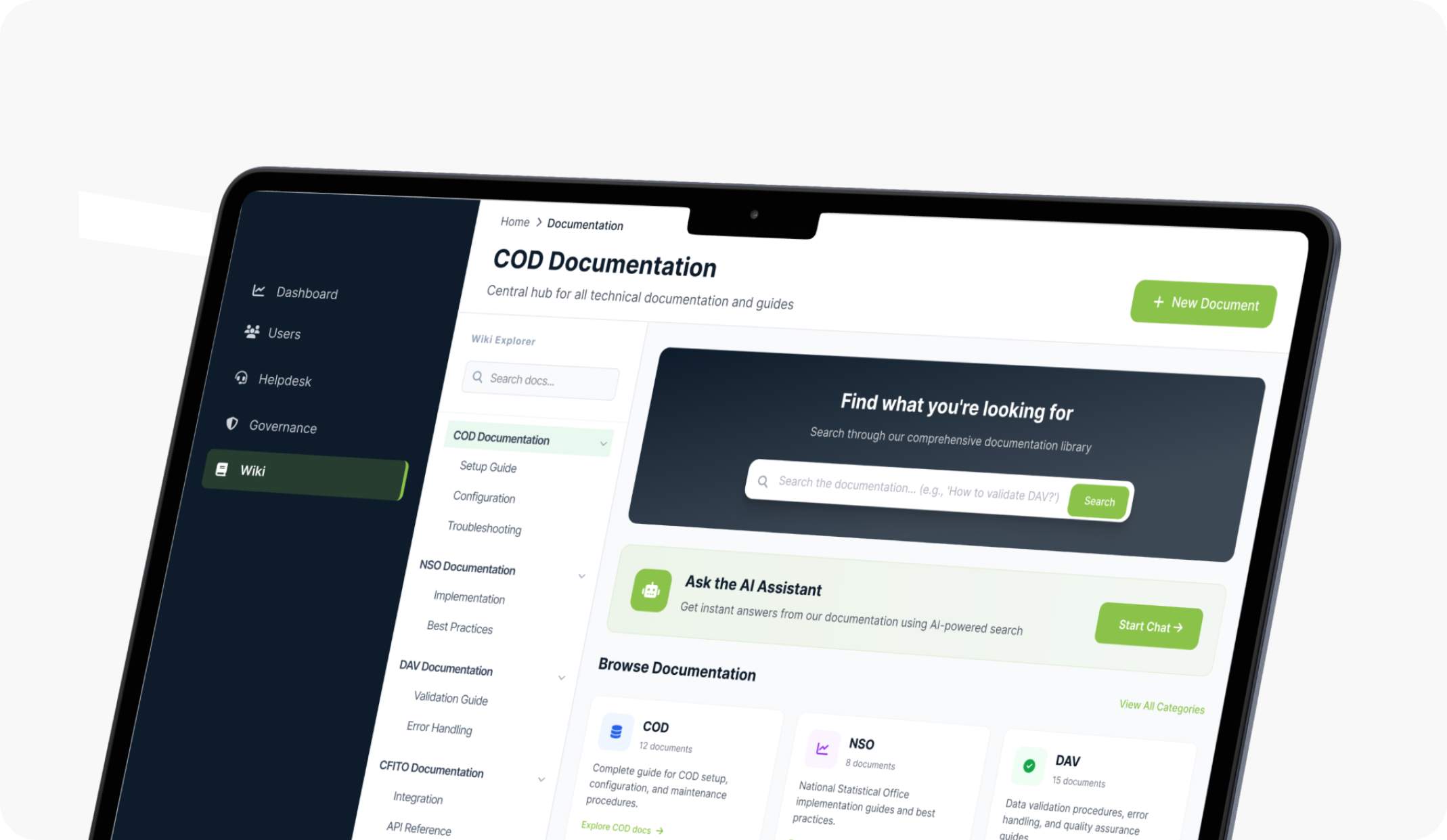 Documentation portal with AI assistant search